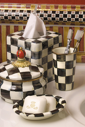 Courtly Checked Enamel Tissue Box Cover